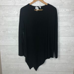 Joseph Ribkoff Women's Size 8 Long Sleeve Top Asymmetrical Hem Solid Black Shirt